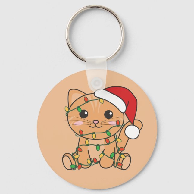Llavero Navidades del gato Winter Animals Cats Keychain (Anverso)