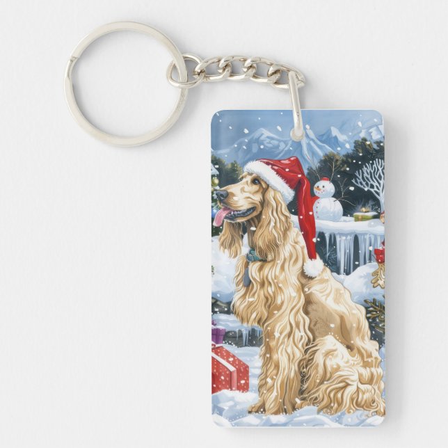 Llavero Navidades del Hound Dog Winter Afganos Wonderland  (Frente)