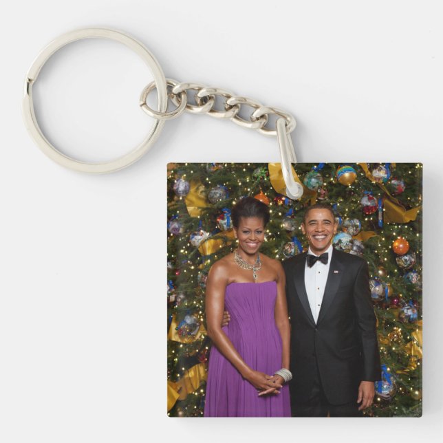 Llavero Navidades del presidente Barack Obama y Michelle (Frente)