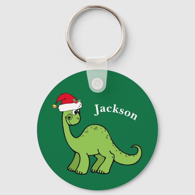 Llavero Navidades Dinosaurios Cute Personalizados Niños Ve (Anverso)