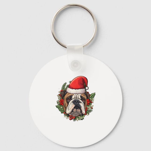 Llavero Navidades divertidos Bulldog inglés (Anverso)