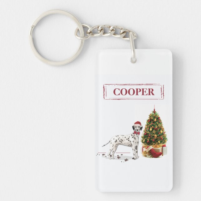 Llavero Navidades divertidos dalman perro y árbol (Frente)