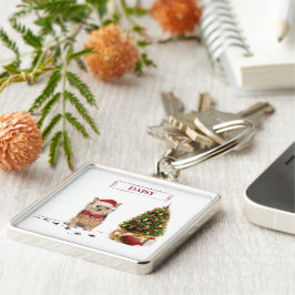 Llavero Navidades divertidos de Norfolk Terrier con árbol