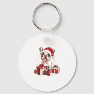 Llavero Navidades divertidos de Santa Hat Frenchie