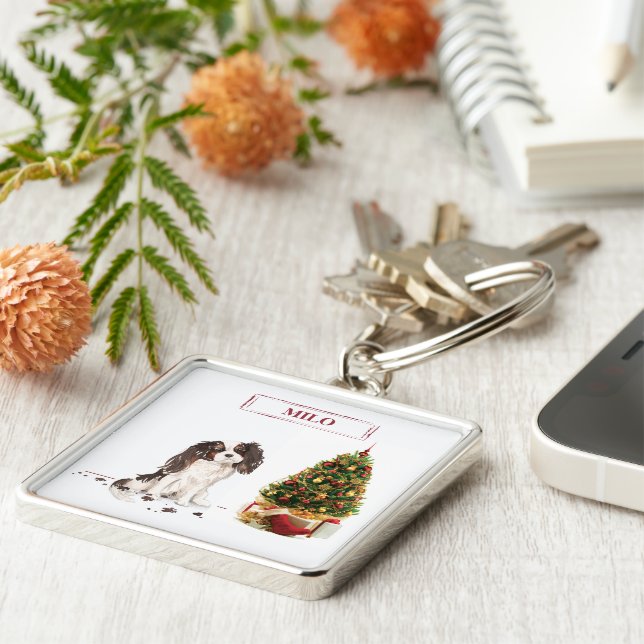 Llavero Navidades divertidos de Tri-Color King Charles Spa (Lado)