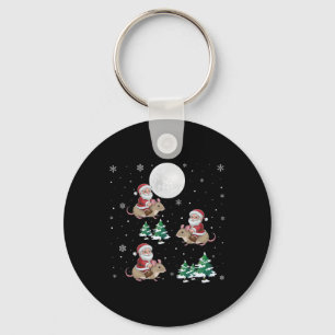 Llavero Navidades divertidos de Xmas Tree Santa Riding Dor