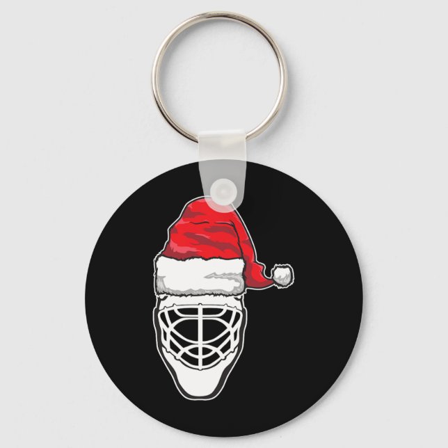 Llavero Navidades divertidos hockey Goalie Mask Santa Hat  (Anverso)
