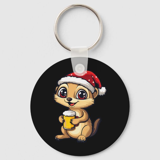 Llavero Navidades divertidos Meerkat con Beer Comic (Anverso)