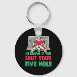 Llavero Navidades divertidos Santa Ice Hockey Goaltender 1