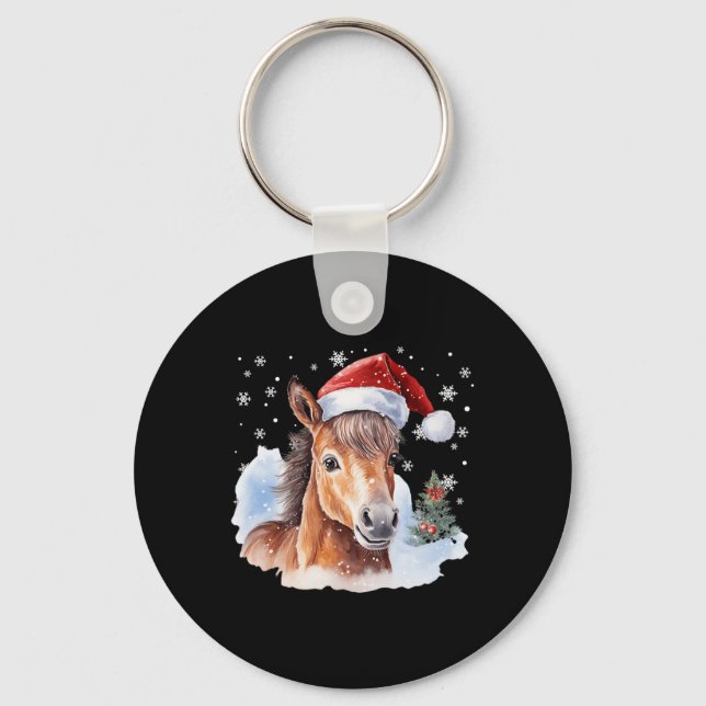 Llavero Navidades Ecuestres Caballos Santa Hat (Anverso)