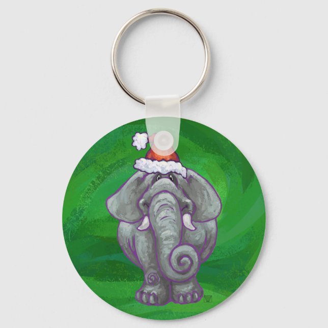 Llavero Navidades Elefantes En Verde (Anverso)