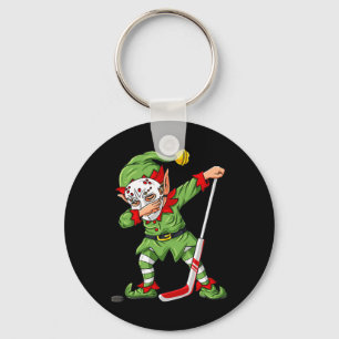 Llavero Navidades Elf Dabbing Jugador de Hockey sobre Hiel