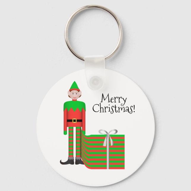 Llavero Navidades Elf Keychain - Paquete de regalo a rayas (Anverso)