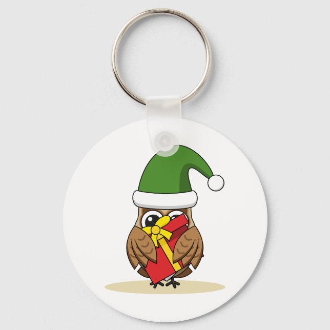 Llavero Navidades Elf Owl con presente (Anverso)