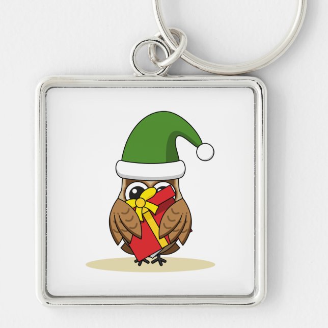 Llavero Navidades Elf Owl con presente (Frente)