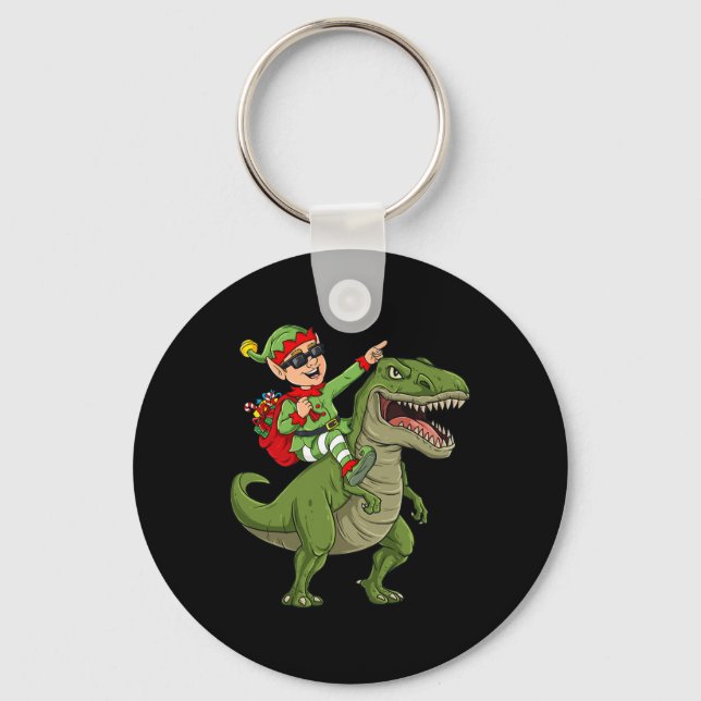 Llavero Navidades Elf Riding Dinosaur T Rex Niños Diversió (Anverso)