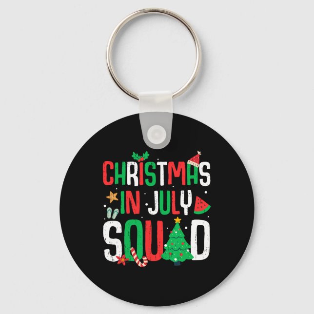 Llavero Navidades En Julio Squad Funny Vacaciones De Playa (Anverso)