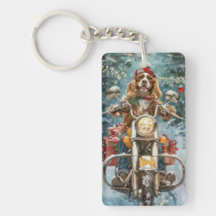 Llavero Navidades en motocicleta de Cocker Spaniel Dog Rid