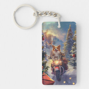 Llavero Navidades en motocicleta de Corgi Dog Riding