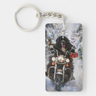 Llavero Navidades en motocicleta de perros de Terranova