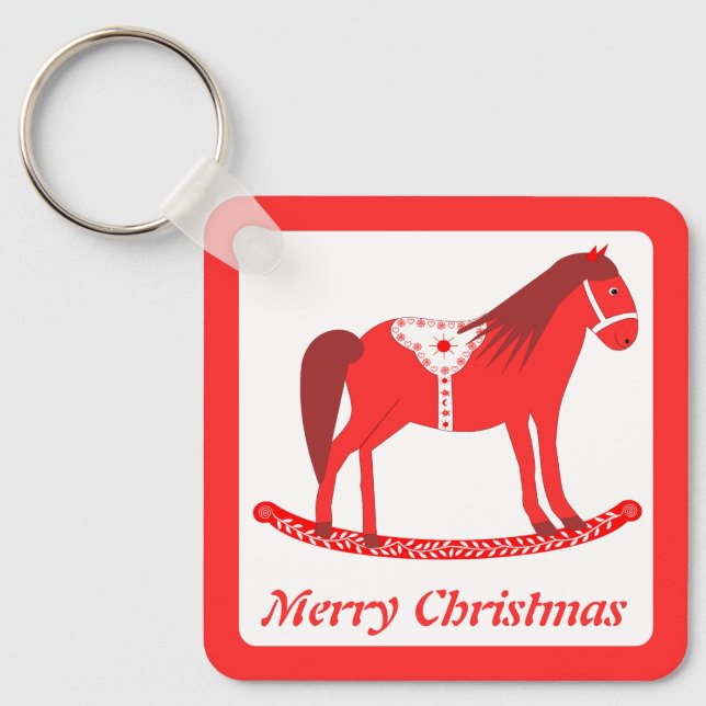 Llavero Navidades escandinavos Personalizado de caballos r (Anverso)