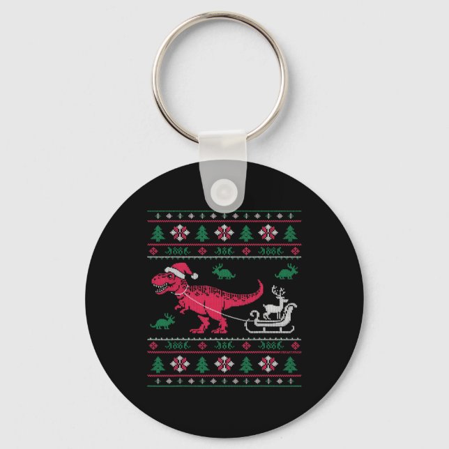 Llavero Navidades feos de renos de dinosaurio (Anverso)