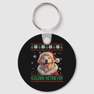 Llavero Navidades feos del Golden Retriever Santa Hat