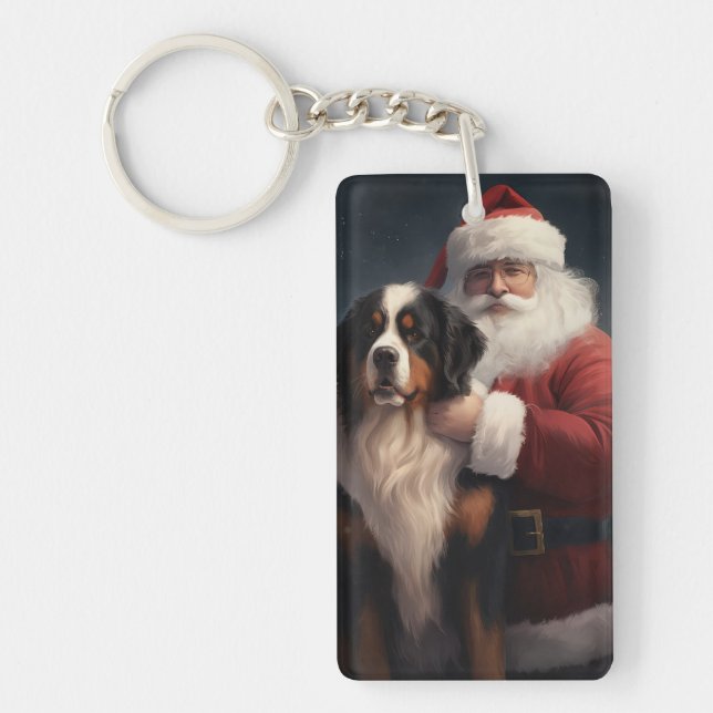 Llavero Navidades festivos Bernese Mountain Dog Santa Clau (Frente)