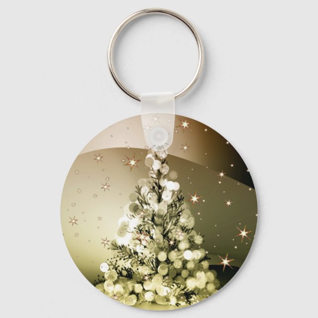 Llavero Navidades Fiesta Golden Tree Shiny Sparkle Stars (Anverso)
