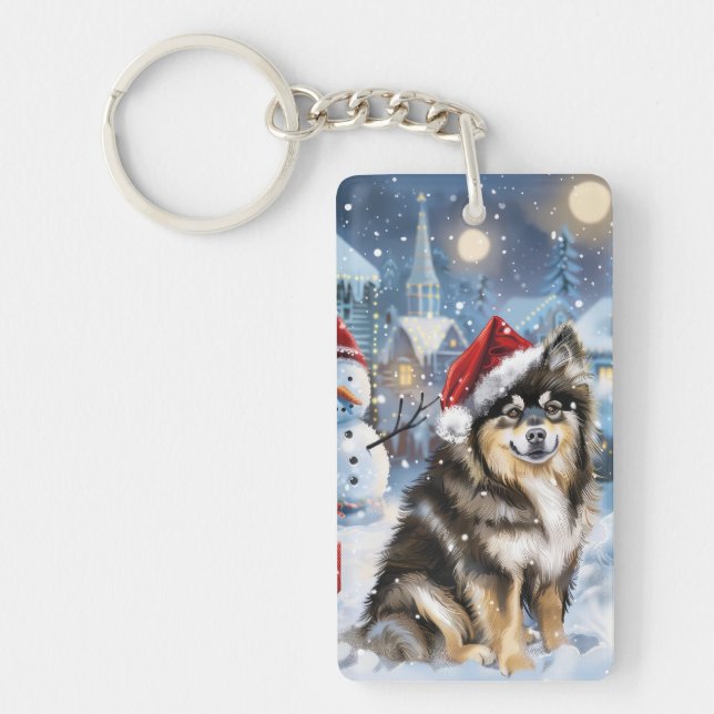 Llavero Navidades finlandeses de invierno de Lapphund disf (Frente)