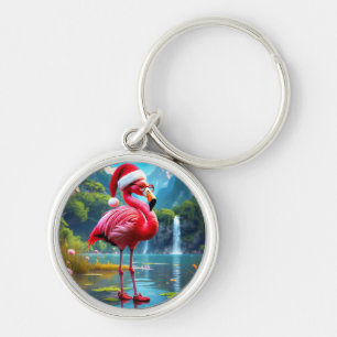 Llavero Navidades Flamingo Como Reloj De Santa Claus-47476