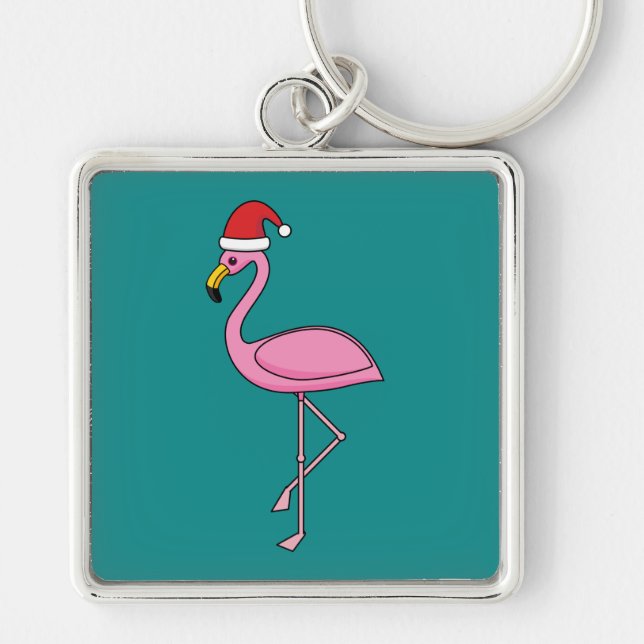 Llavero Navidades Flamingo con Santa Hat (Frente)