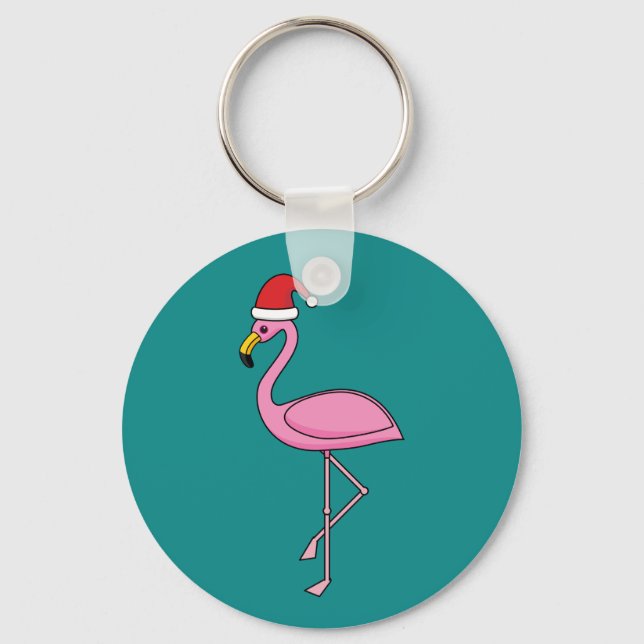 Llavero Navidades Flamingo con Santa Hat (Anverso)