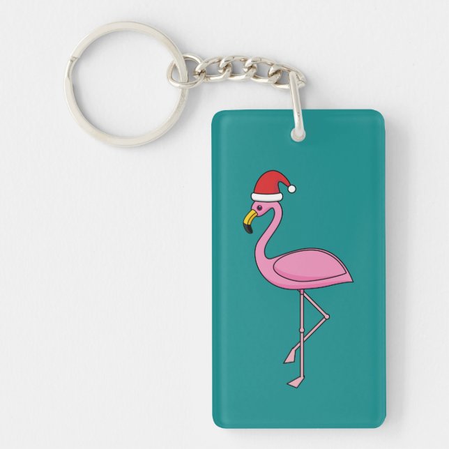 Llavero Navidades Flamingo con Santa Hat (Frente)