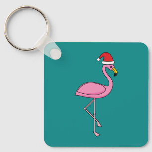 Llavero Navidades Flamingo con Santa Hat
