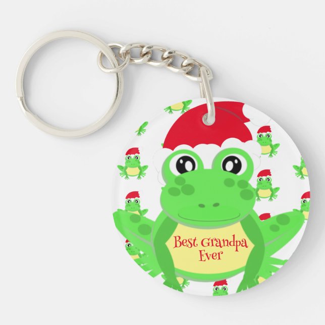 Llavero Navidades Foto Patrón Santa Hat de rana blanca (Frente)