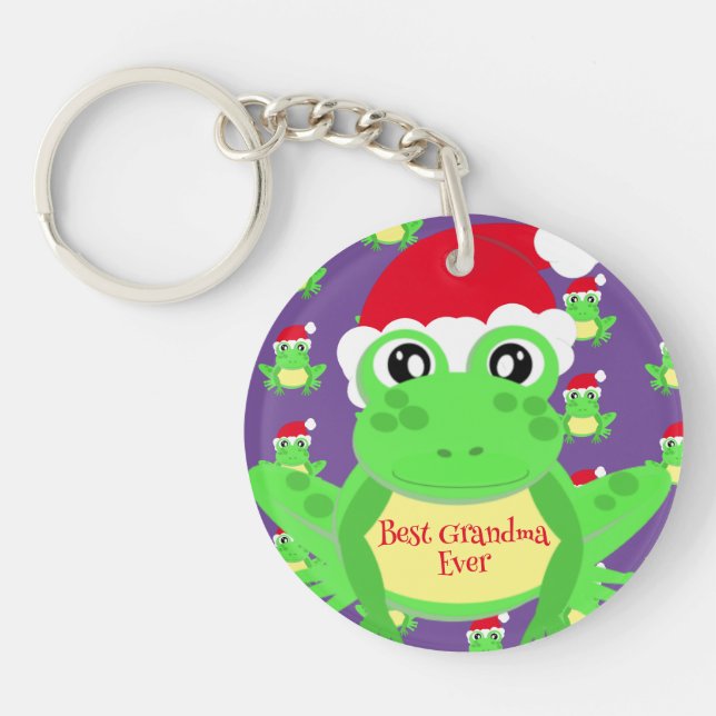 Llavero Navidades Foto Patrón Santa Hat de Rana púrpura (Frente)