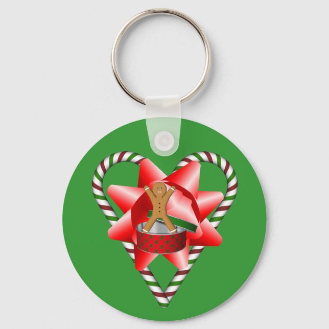 Llavero Navidades Gingerbread Man Bow Holiday Keychain (Anverso)