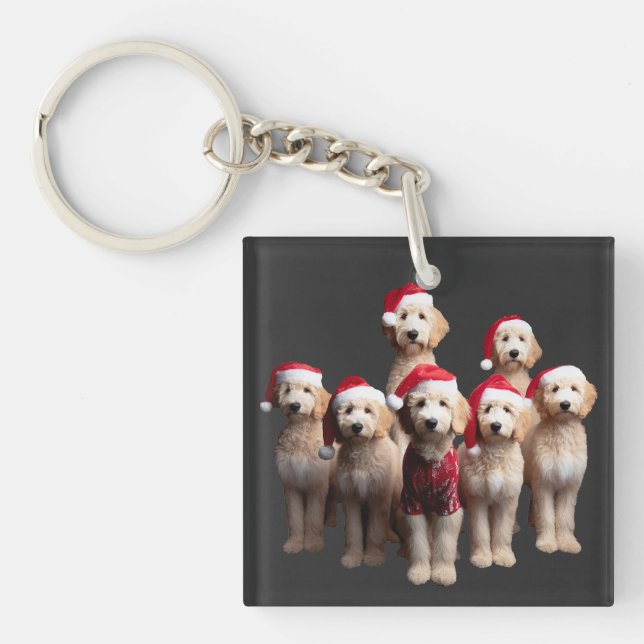 Llavero Navidades Goldendoodle, perro de navidad (Frente)