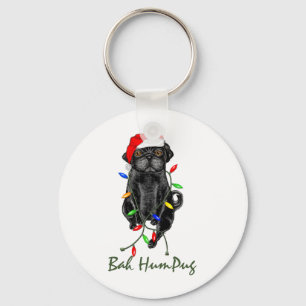 Llavero Navidades graciosos de Black Pug Dog Bah Humpug