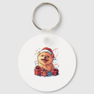 Llavero Navidades graciosos de Santa Hat chow navideño