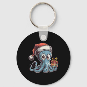 Llavero Navidades Graciosos Se Octopus Con Santa Hat Para
