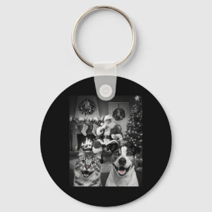 Llavero Navidades Graciosos Selfie De Perro De Gato Con El