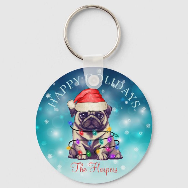 Llavero Navidades guapos feliz Personalizado Mascota de pe (Anverso)