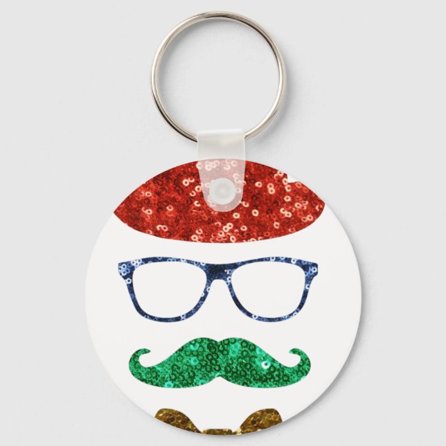 Llavero navidades hipster bigote (Anverso)