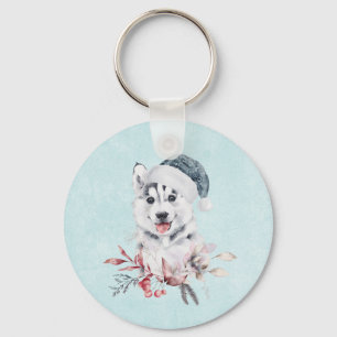 Llavero Navidades Husky Dog en Santa Hat