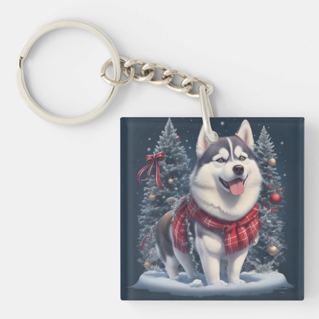 Llavero Navidades Husky Dog Magic Navidad Espíritu de vaca (Frente)
