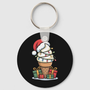 Llavero Navidades Iluminan Cono De Helado Con Santa Hat De