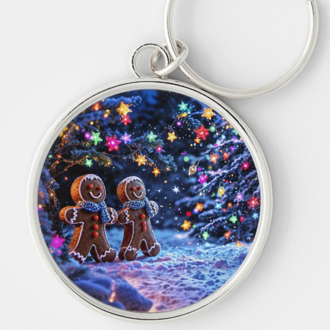 Llavero Navidades jengibre hombres nevar magia (Frente)