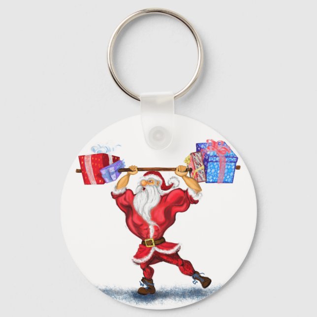 Llavero Navidades Keychain Bodybuilder Santa con regalos (Anverso)